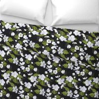 Apple blossom seamless flowered pattern with cherry flowers
