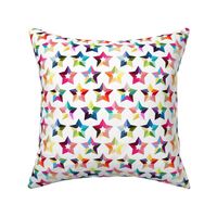 Rainbow stars on white background colorful geometry seamless pattern