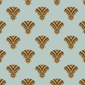 Art Deco in Gold, Brown, Teal // 4x4