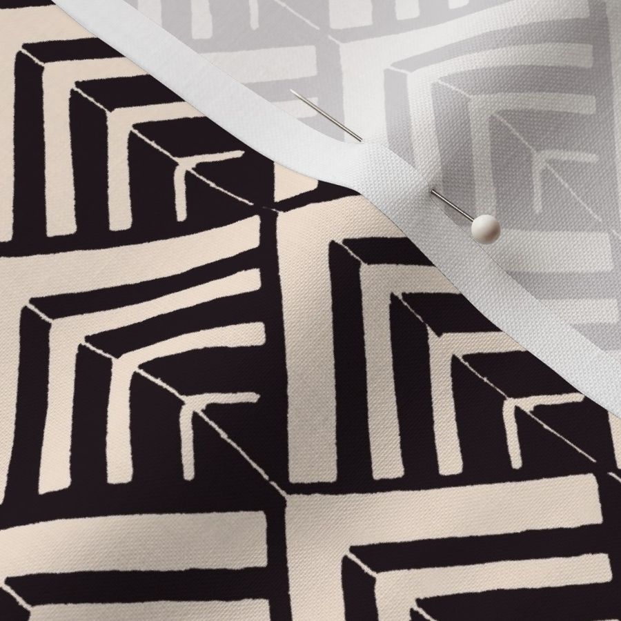 vintage tiles - black & ivory Fabric | Spoonflower