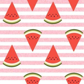 watermelon fruit fabric - fruit, fruits, melon, watermelons, red, summer, - pink stripe