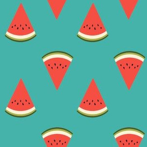 watermelon fruit fabric - fruit, fruits, melon, watermelons, red, summer, - turquoise