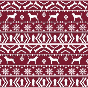 coonhound fair isle fabric - dog, dogs, pet, pets, christmas, holiday, coonhound silhouette, dog silhouette fabric