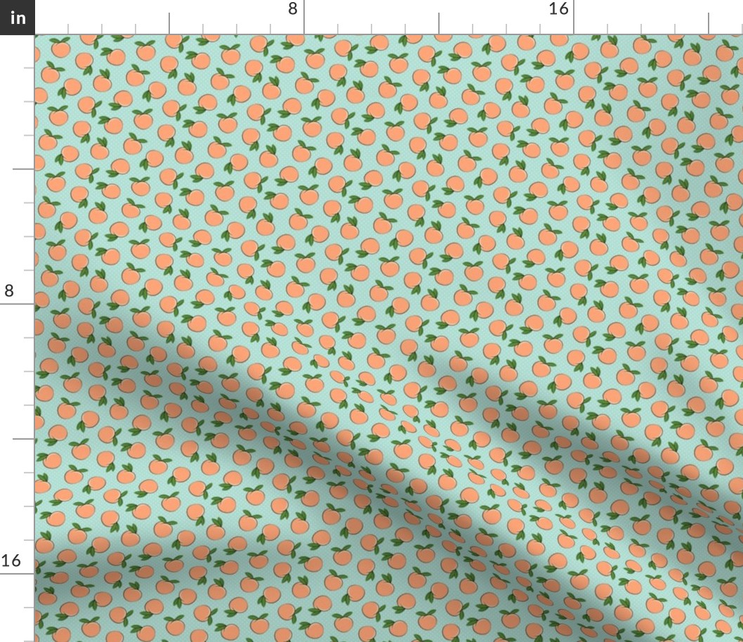 (micro scale) peaches - polka dots on aqua C18BS