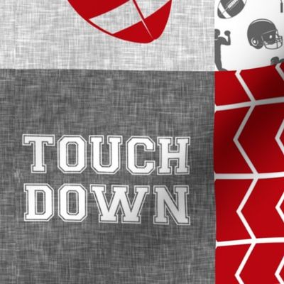 touch down - football wholecloth - grey and scarlet - college ball -  chevron