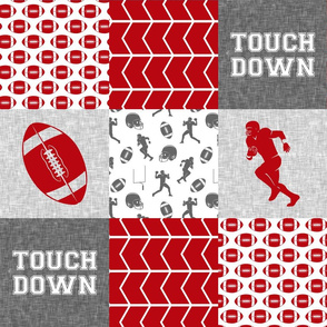 touch down - football wholecloth - grey and scarlet - college ball -  chevron