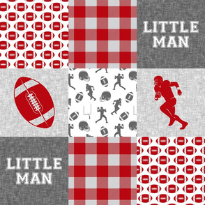 little man - football wholecloth - grey and scarlet - college ball -  plaid