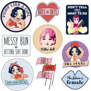 Girl power pin patches by Mount Vic and Me