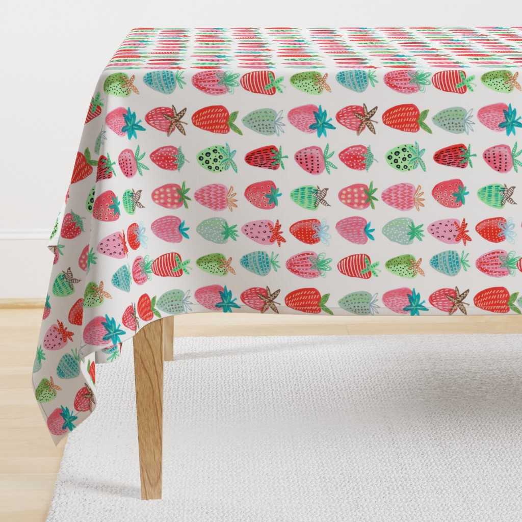 Cute strawberries | Big // pink & green fruit girls room nursery decor little girls fabric