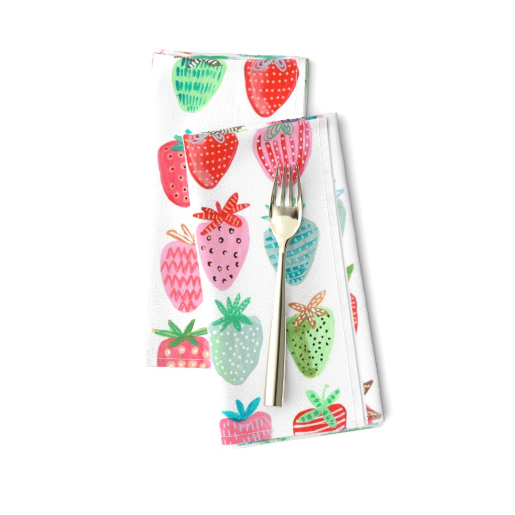 Cute strawberries | Big // pink & green fruit girls room nursery decor little girls fabric