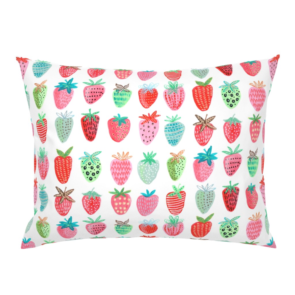 Cute strawberries | Big // pink & green fruit girls room nursery decor little girls fabric