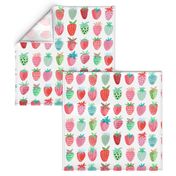 Cute strawberries | Big // pink & green fruit girls room nursery decor little girls fabric