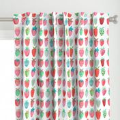 Cute strawberries | Big // pink & green fruit girls room nursery decor little girls fabric