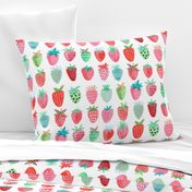 Cute strawberries | Big // pink & green fruit girls room nursery decor little girls fabric