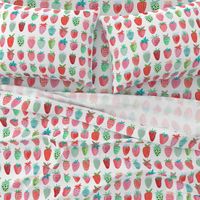 Cute strawberries | Big // pink & green fruit girls room nursery decor little girls fabric