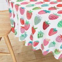 Cute strawberries | Big // pink & green fruit girls room nursery decor little girls fabric