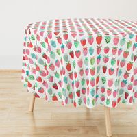 Cute strawberries | Big // pink & green fruit girls room nursery decor little girls fabric