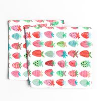 Cute strawberries | Big // pink & green fruit girls room nursery decor little girls fabric