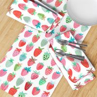 Cute strawberries | Big // pink & green fruit girls room nursery decor little girls fabric