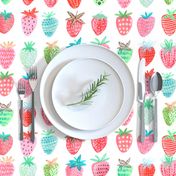 Cute strawberries | Big // pink & green fruit girls room nursery decor little girls fabric