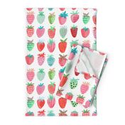 Cute strawberries | Big // pink & green fruit girls room nursery decor little girls fabric