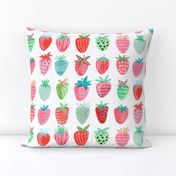 Cute strawberries | Big // pink & green fruit girls room nursery decor little girls fabric