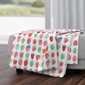 Cute strawberries | Big // pink & green fruit girls room nursery decor little girls fabric