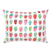 Cute strawberries | Big // pink & green fruit girls room nursery decor little girls fabric