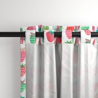 Cute strawberries | Big // pink & green fruit girls room nursery decor little girls fabric