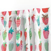 Cute strawberries | Big // pink & green fruit girls room nursery decor little girls fabric