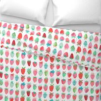 Cute strawberries | Big // pink & green fruit girls room nursery decor little girls fabric