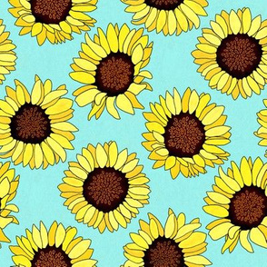 Sunflower are the New Roses! on Aqua - Small