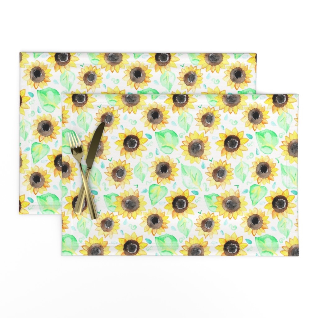 Cheerful Watercolor Sunflowers - Large Scale