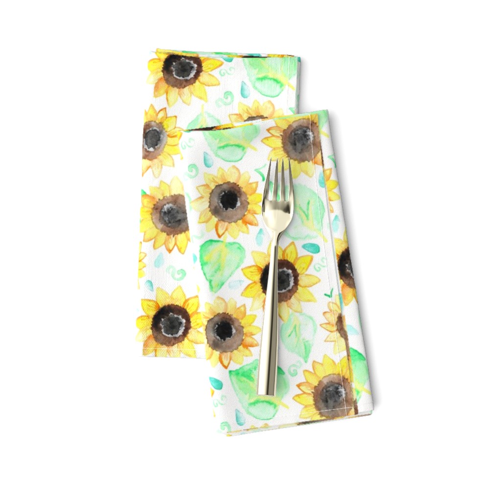 Cheerful Watercolor Sunflowers - Large Scale