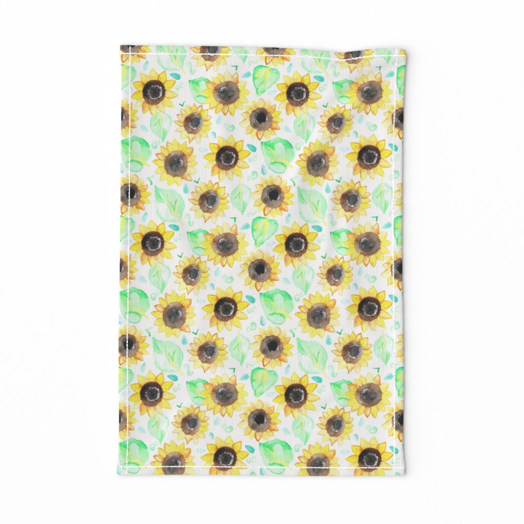 Cheerful Watercolor Sunflowers - Large Scale