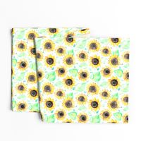 Cheerful Watercolor Sunflowers - Large Scale