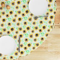 Cheerful Watercolor Sunflowers - Large Scale