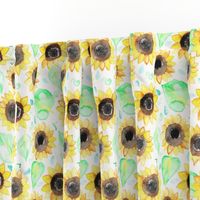 Cheerful Watercolor Sunflowers - Large Scale