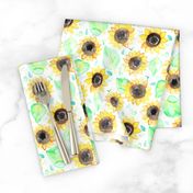 Cheerful Watercolor Sunflowers - Large Scale