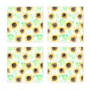 Cheerful Watercolor Sunflowers - Large Scale