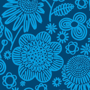 60s floral (blue on navy)