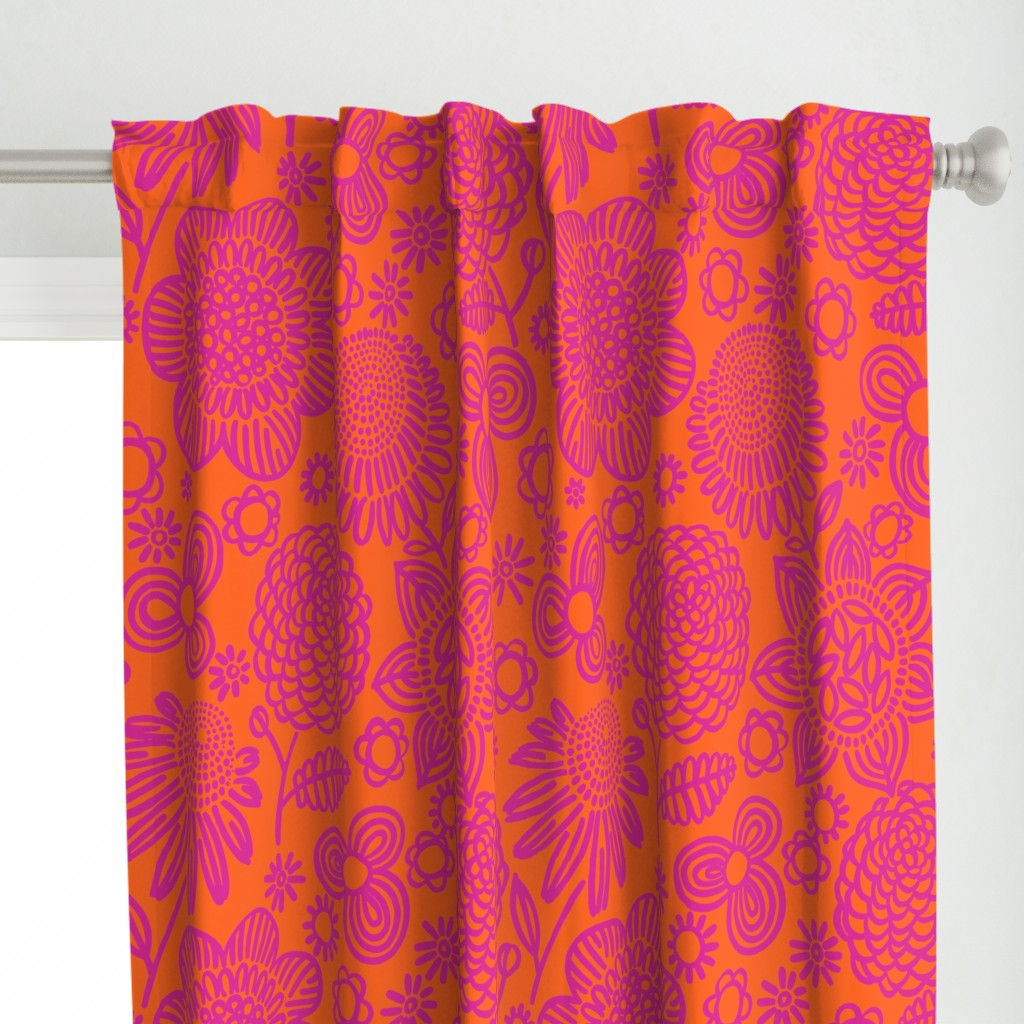 60s floral (shocking on orange)