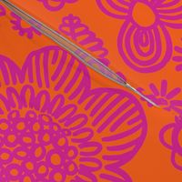 60s floral (shocking on orange)