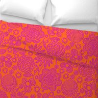 60s floral (shocking on orange)