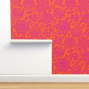 60s floral (shocking on orange)