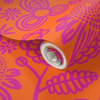 60s floral (shocking on orange)