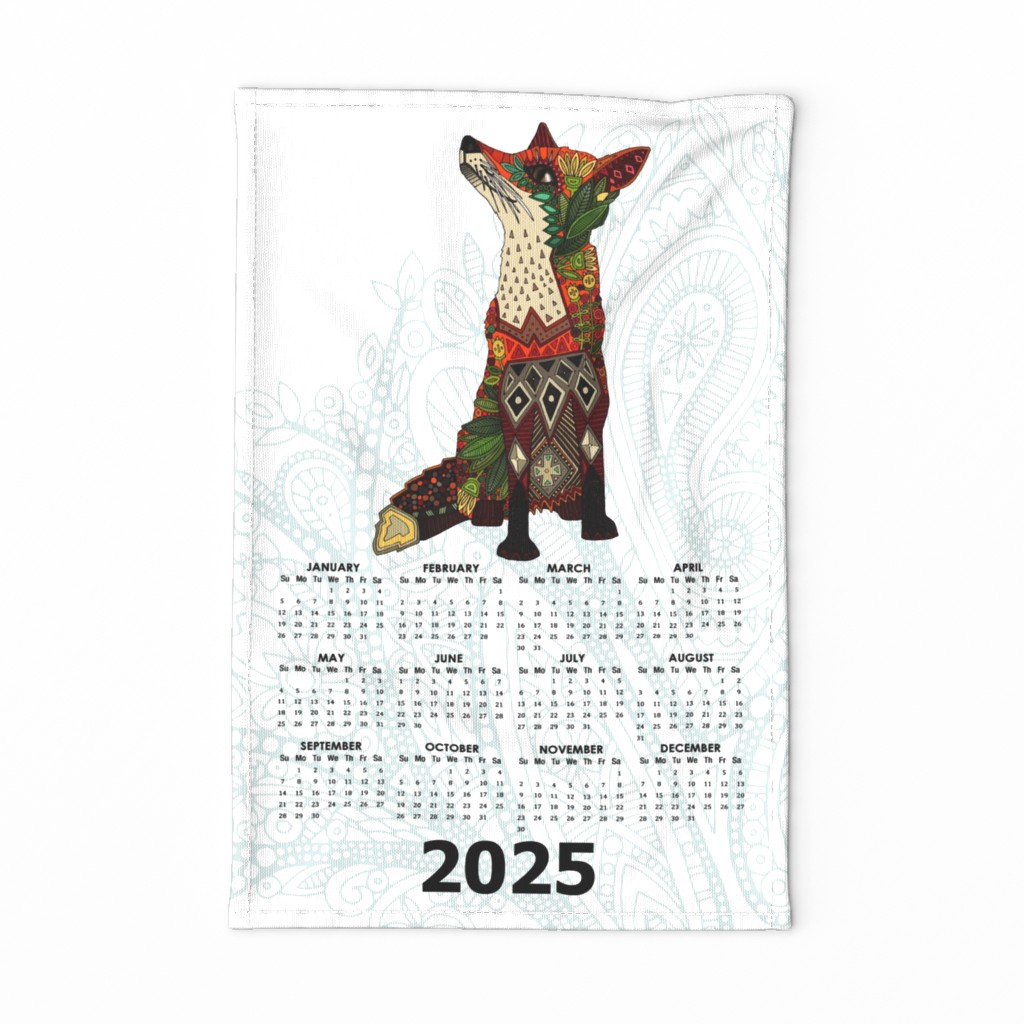 2024 fox calendar tea towel