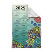 2024 turtle reef mandala calendar tea towel