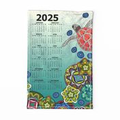 2024 turtle reef mandala calendar tea towel