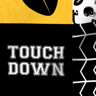 touch down - football wholecloth - black and gold - college ball -  chevron